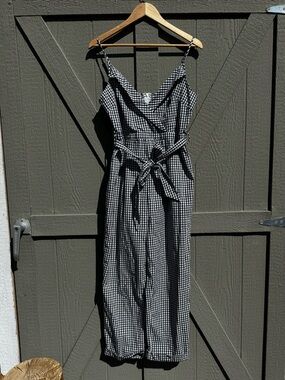 Bohme Black & White Gingham Sleeveless Wrap Dress with Tie Waist size M